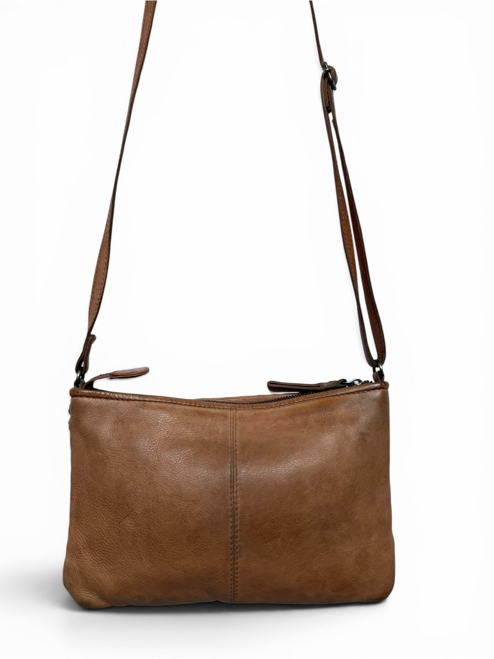 Woven Leather Crossbody Bag Tan Cognac Boho Minimalist Organizer - Picture 3 of 10
